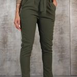 Hlače Ema s pentljo, olivne