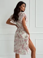 Plisirana obleka Netty, soft blush - slika 3