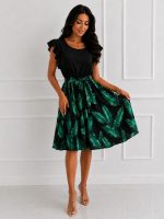 Obleka Teja, black floral