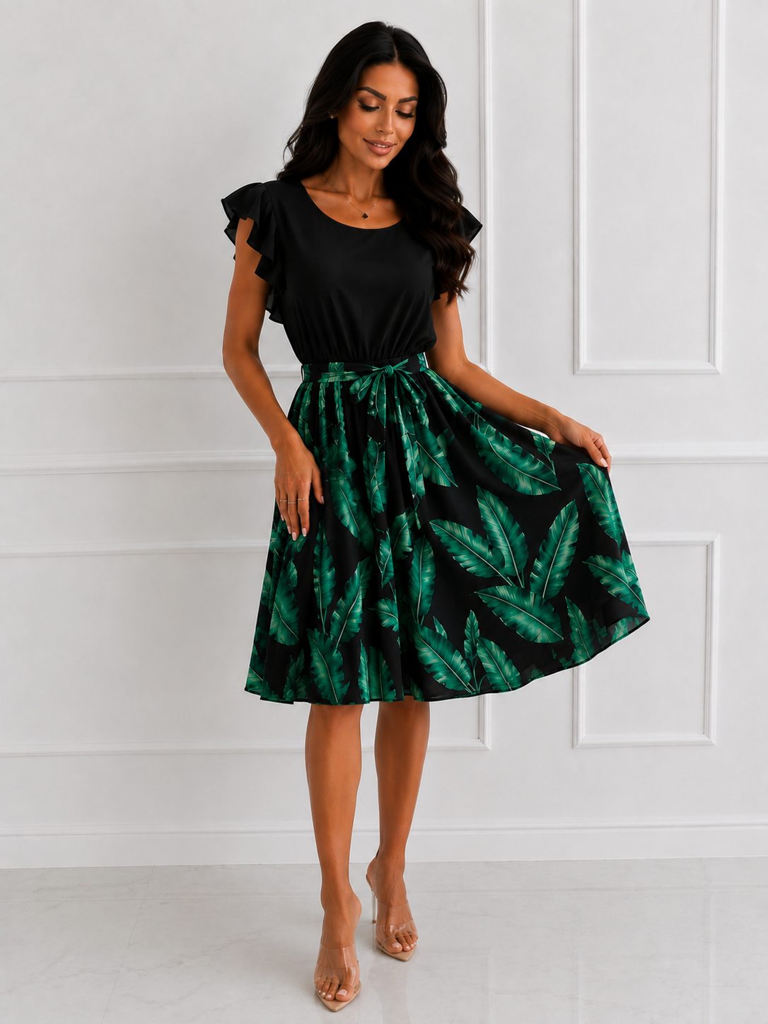 obleka Teja (2) Obleka Teja, black floral - slika 1