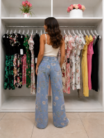 Jeans hlače Bloom z rožami - slika 3